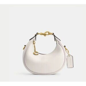 Coach Jonie Mini Crescent Bag Chalk Glovetanned Leather Crossbody Shoulder Purse